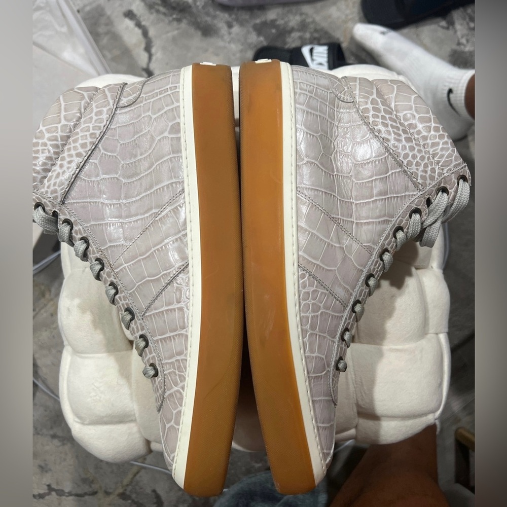 Jimmy Choo Croc-Embossed High-Top Sneakers - Picture 5 of 7